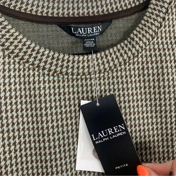 NWT Lauren Ralph Lauren Houndstooth Jacquard Crewneck Short Sleeve Top, size PM - Picture 3 of 12